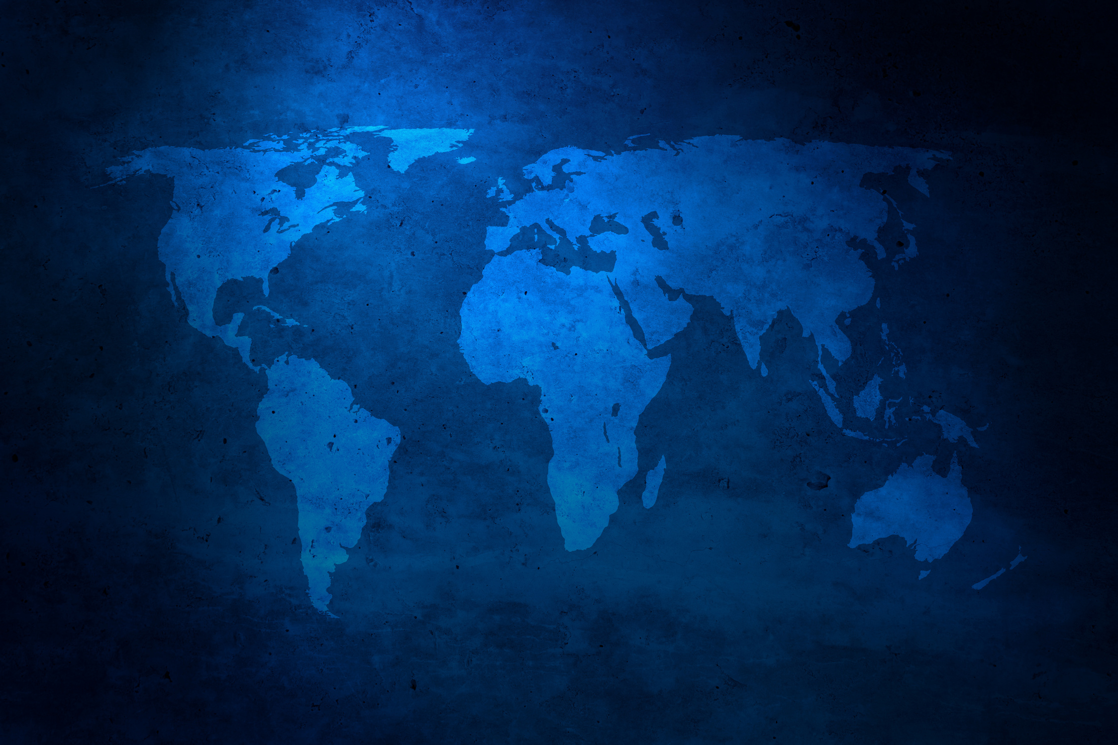 Grunge blue world map
